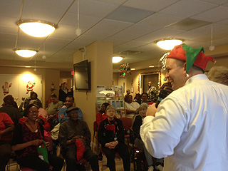 People receiving stockings