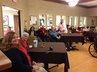 Bonnie's friend Joy, and her mom Betty, along with others enjoy music.